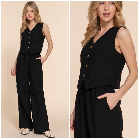 LAST ONE❗️Gorgeous Black 2-Piece Vest And Pants Set - Picture 4 of 10
